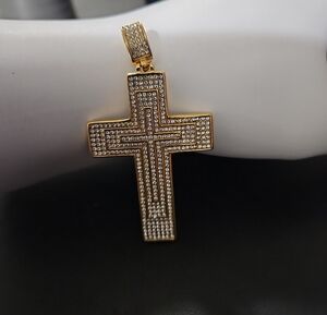 Gold-Tone Crystal Cross Pendant Necklace